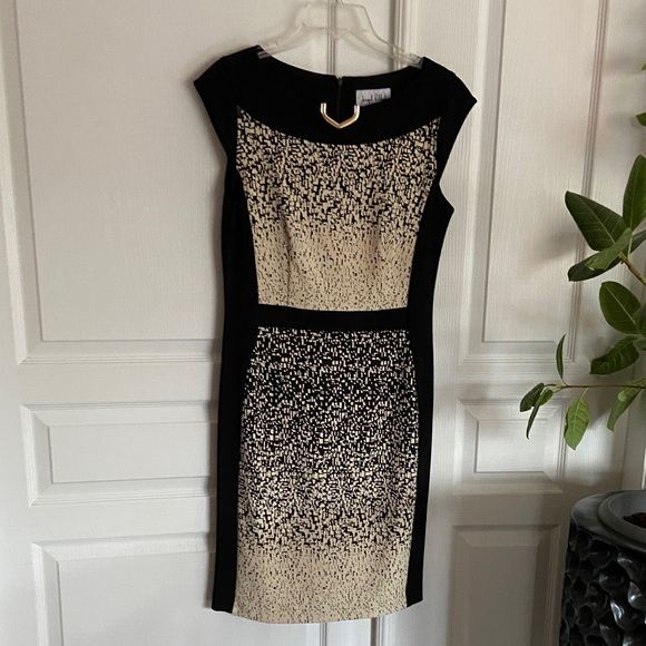 Joseph Ribkoff Black & Beige Sheath Dress - Picture 2 of 14